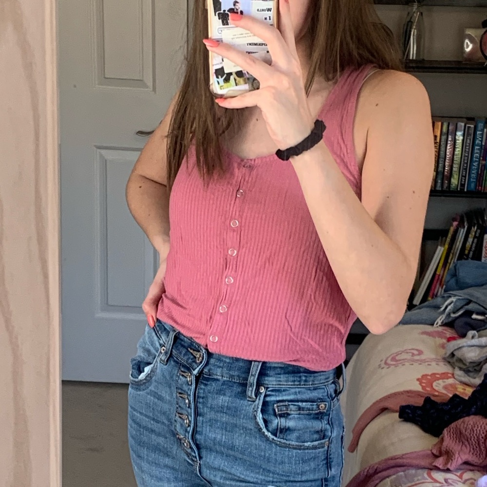 Coral button up tank top forever 21